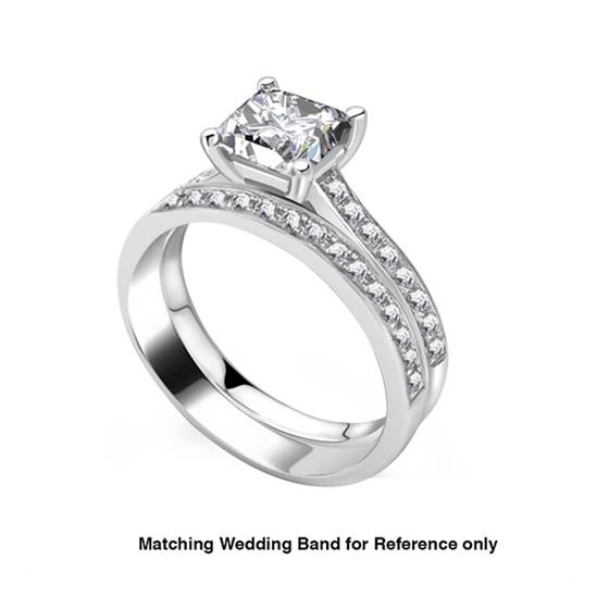 1.15ct SI2/F Princess Natural Diamond Shoulder Set Engagement Ring