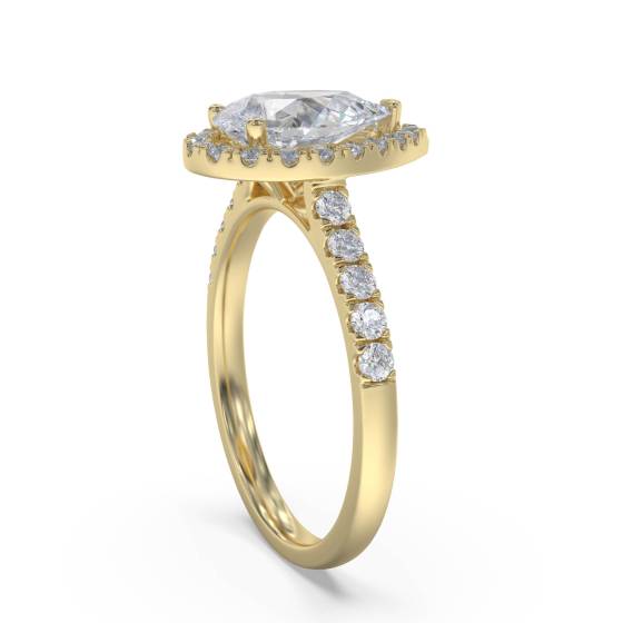 Pear Diamond Single Halo Shoulder Set Ring