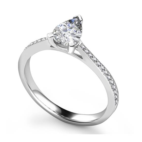 1.20ct SI1/G Pear Natural Diamond Shoulder Set Ring