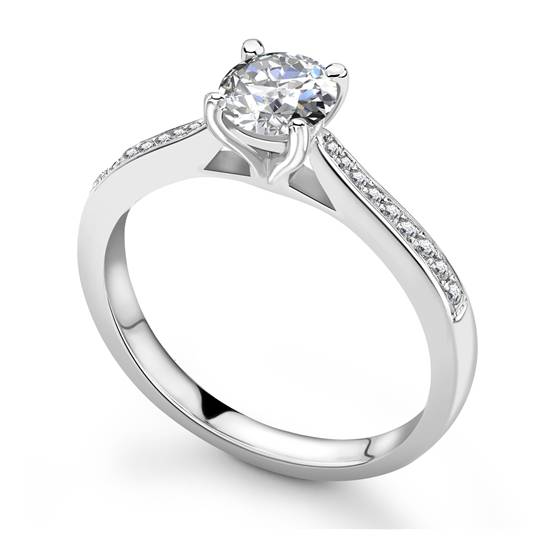 1.10ct SI2/F Round Natural Diamond Shoulder Set Ring