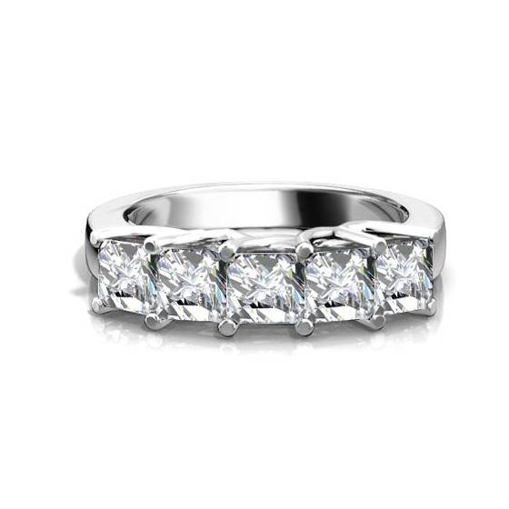 0.50ct VS2/E 5 Stone Princess Natural Diamond Half Eternity Ring