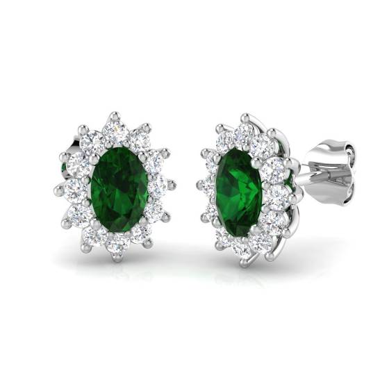 1.15ct SI/F-G Oval cut Emerald Gemstone Earrings