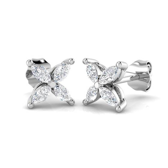 0.43ct SI/E-F Marquise cut Natural Diamonds Flower Earrings