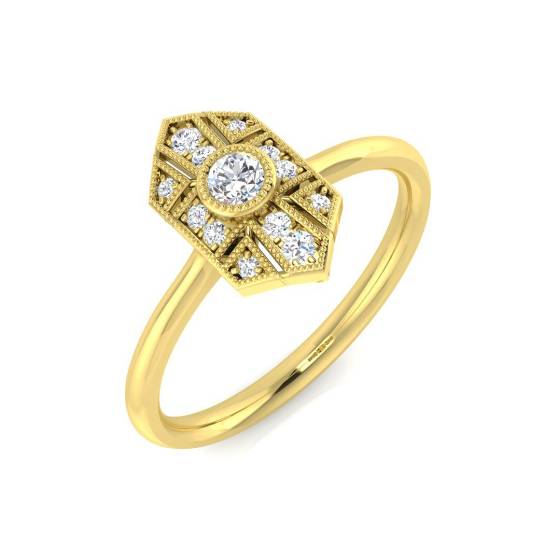0.19ct VS/E-F Round cut Natural Diamonds Art Deco Cluster Ring