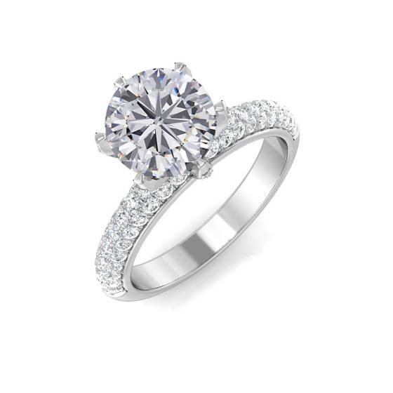 2.73ct I1/F Round cut Natural Diamond Shoulder Set Ring