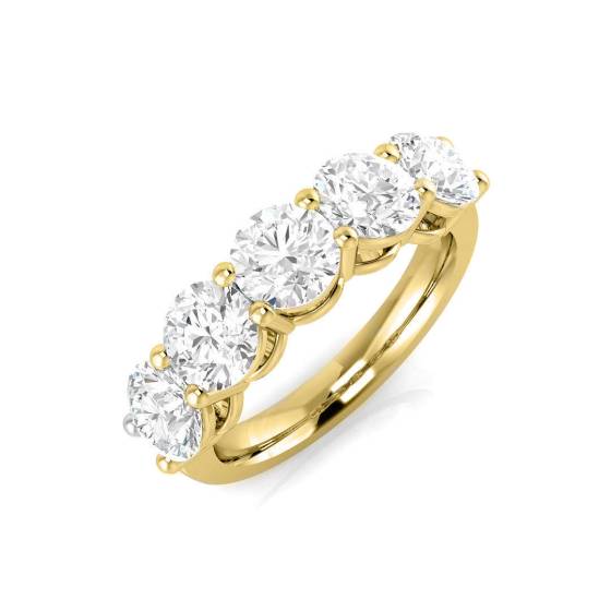 3.20ct VVS/E-F Round Cut Lab Grown 5 Stone Ring