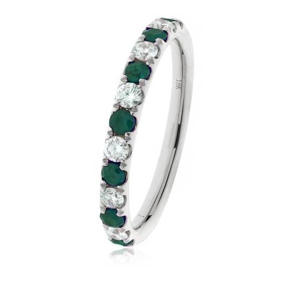 0.40ct VS/F-G Round Cut Emerald Gemstone Half Eternity Ring