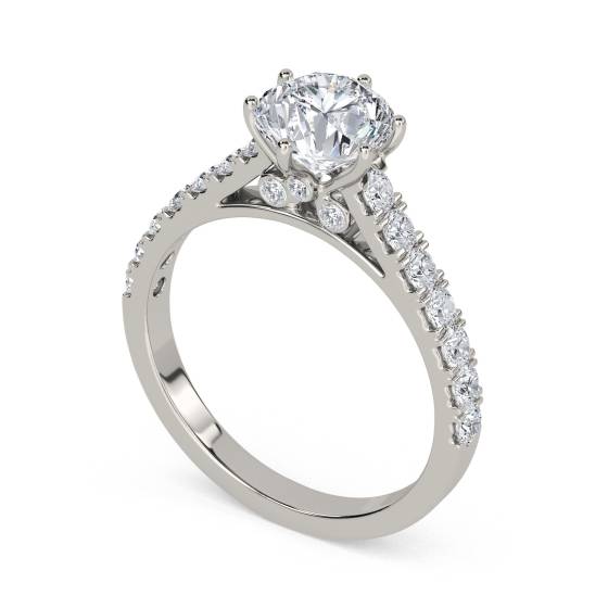 1.40ct SI1/F Round Natural Diamond Shoulder Set Ring