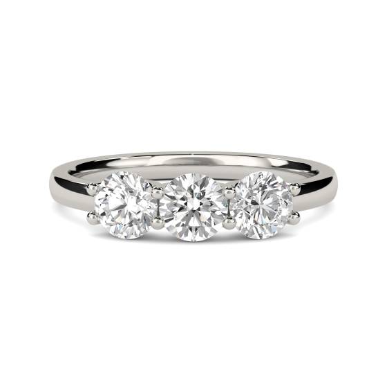 0.75ct VS/EF Round Natural Diamond Trilogy Ring
