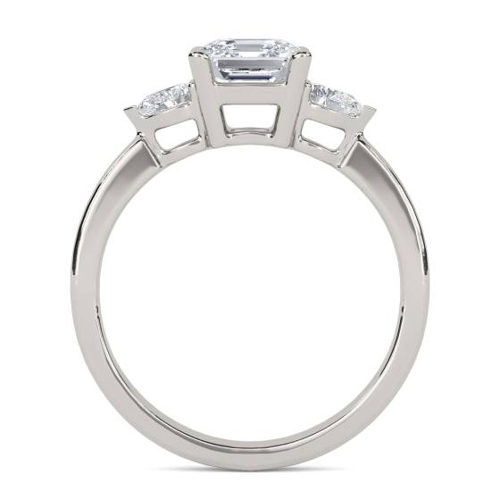Elegant Asscher and Pear Diamond Trilogy Ring
