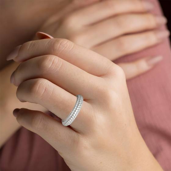 1.00ct SI/F-G Round Full Natural Diamond Eternity Ring