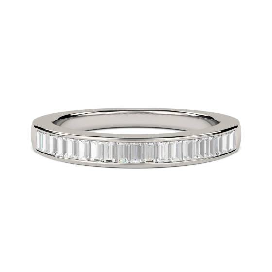 0.50ct VS/E-F 3.5mm Baguette Natural Diamond Half Eternity Ring