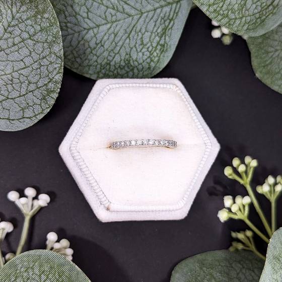 0.31ct VS/F-G Round Natural Diamond Half Eternity Ring
