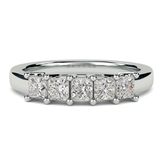 0.73ct VS/F-G 5 Stone Natural Diamond Ring