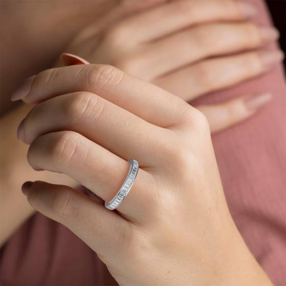 0.52ct VS/E-F Baguette Natural Diamond Eternity Ring