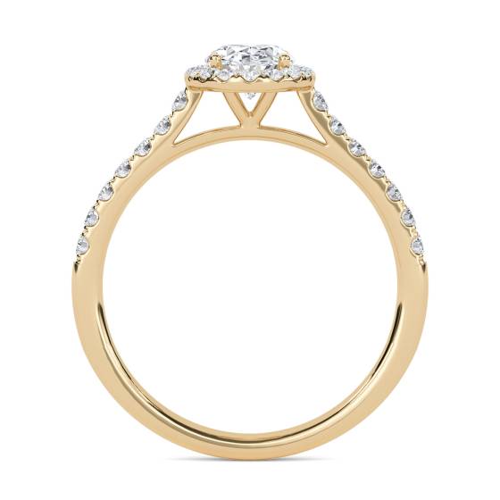 Oval Diamond Single Halo Shoulder Set Ring