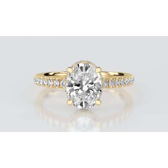 Oval Diamond Hidden Halo Shoulder Set Ring
