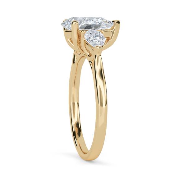Elegant Pear Diamond Trilogy Ring
