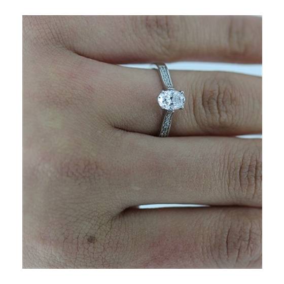 Oval Diamond Shoulder Set Ring