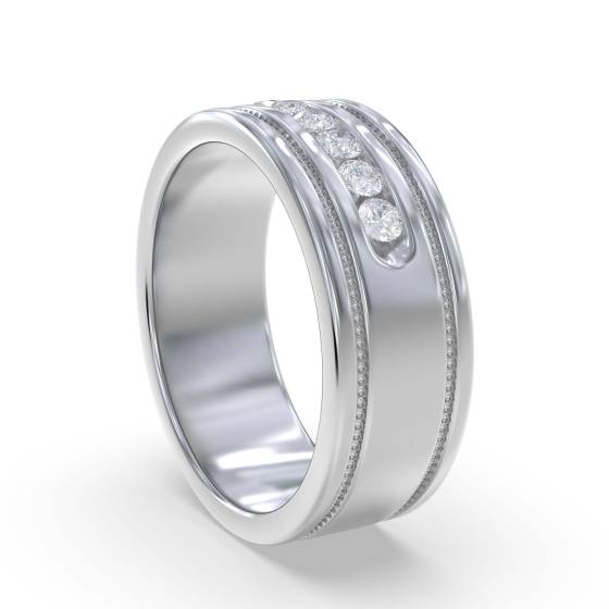 7.5mm Mens Round Diamond Ring
