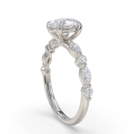 Oval Diamond Shoulder Set Ring