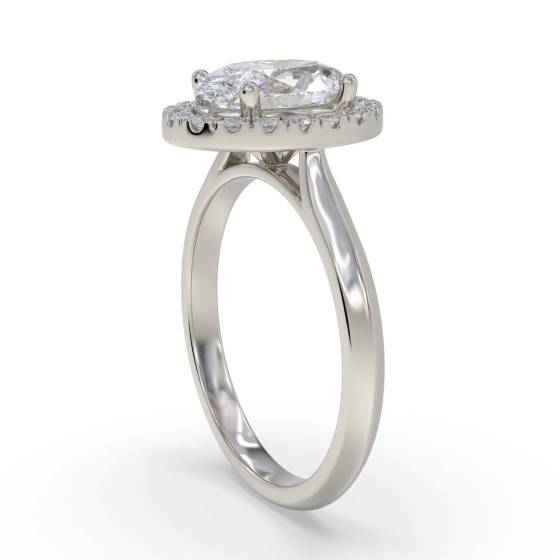 Oval Diamond Single Halo Ring