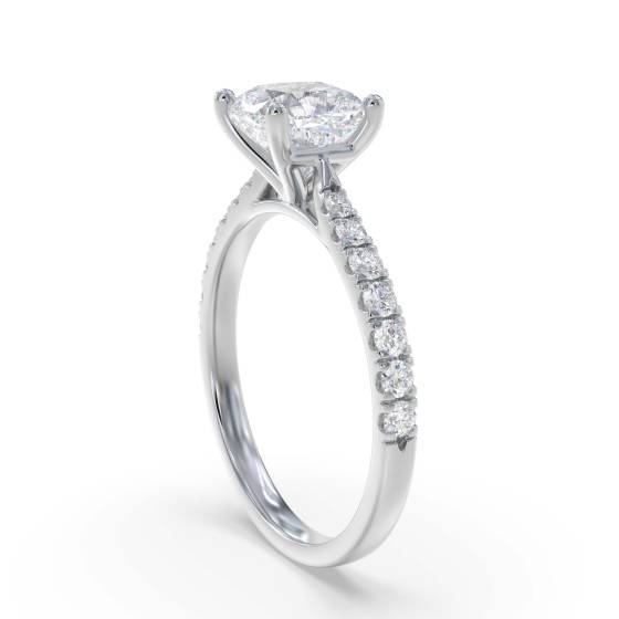 Cushion Shoulder Set Diamond Engagement Ring