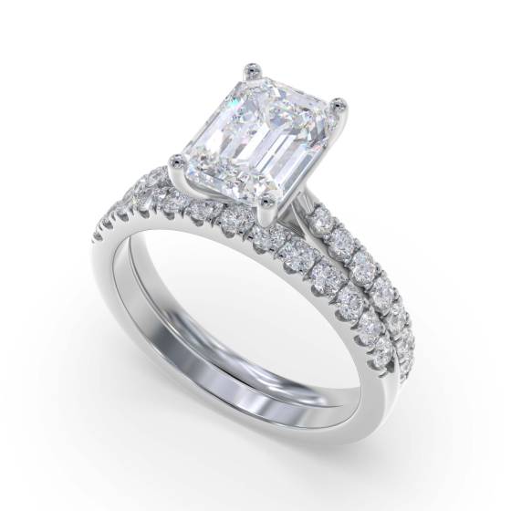 Emerald Shoulder Set Diamond Engagement Ring