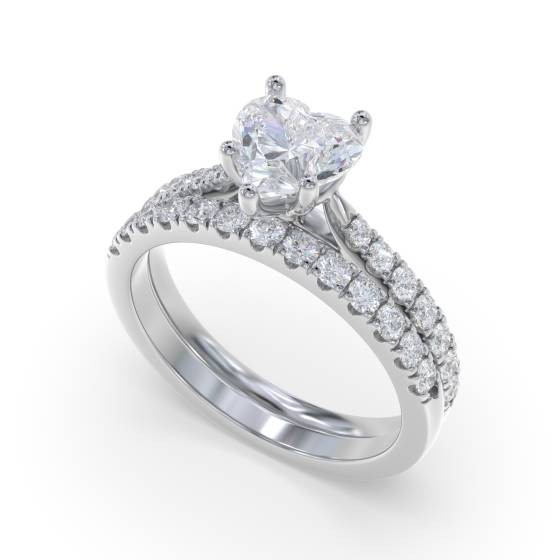Heart Shoulder Set Diamond Engagement Ring
