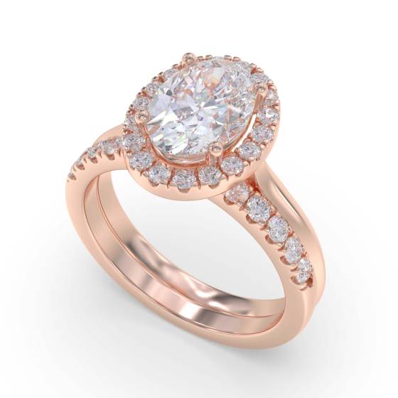 Oval Diamond Single Halo Ring