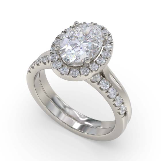 Oval Diamond Single Halo Ring
