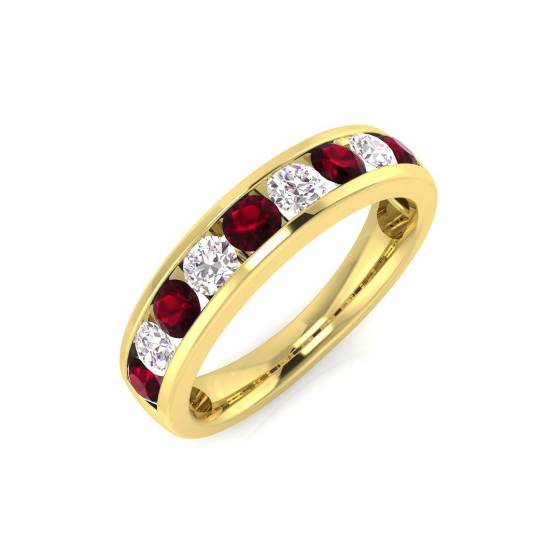 0.85ct Red Ruby and Diamond Eternity Ring