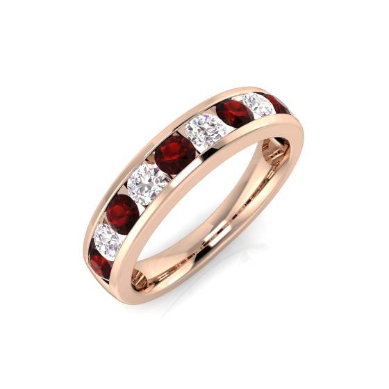 0.85ct Red Ruby and Diamond Eternity Ring