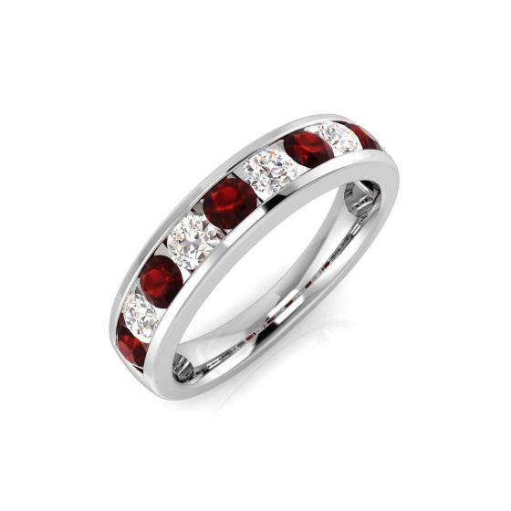 0.85ct Red Ruby and Diamond Eternity Ring