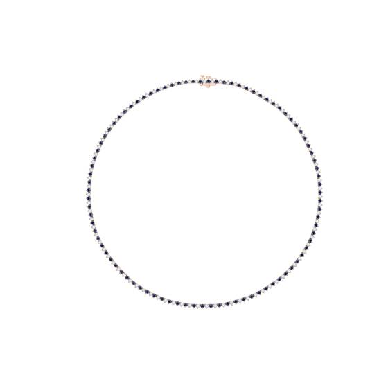 7ct Round Blue Sapphire and Diamond Tennis Necklace 3 Prong