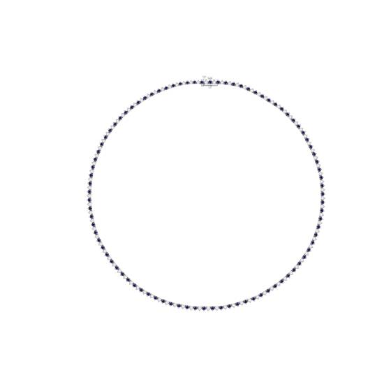 7ct Round Blue Sapphire and Diamond Tennis Necklace 3 Prong