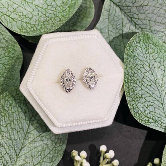 1.31ct SI/F-G Marquise Natural Diamond Halo Earrings