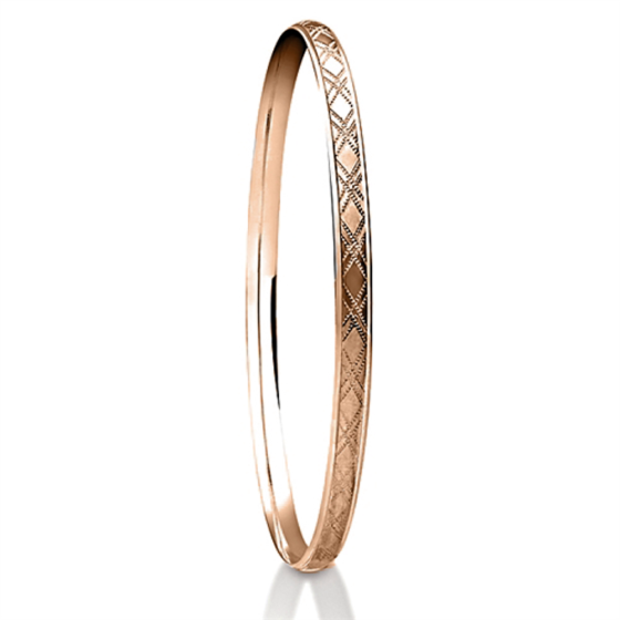 4mm Solid Gold Patterned Bangle