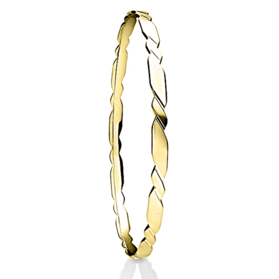 4mm Solid Gold Patterned Bangle