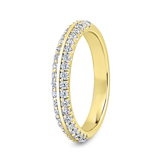 Double Row Round Brilliant Cut Knife Edge Half Eternity Ring
