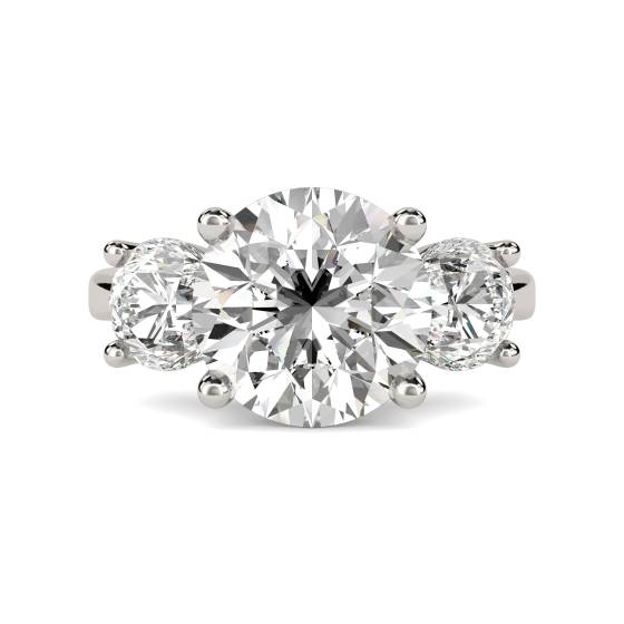 0.75ct SI2/G Unique Round Natural Diamond Trilogy Ring