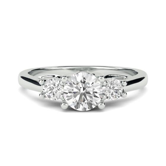 0.65ct SI2/G Unique Round Natural Diamond Trilogy Ring