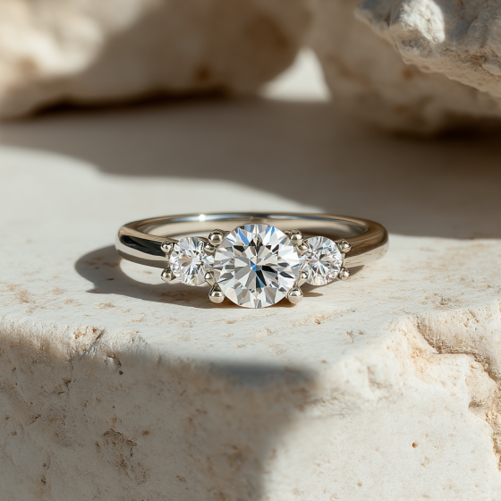 Unique Round Diamond Trilogy Ring