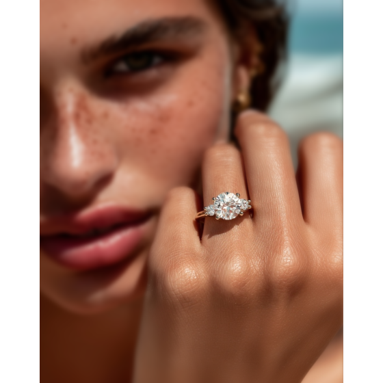 Unique Round Diamond Trilogy Ring