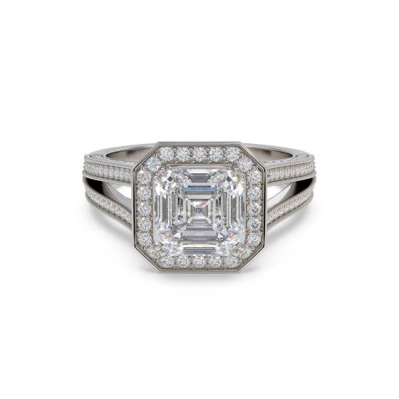 GIA Certified 1.10ct SI1/E Asscher Diamond Single Halo Vintage Ring