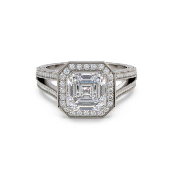 GIA Certified 0.75ct VS1/D Asscher Diamond Single Halo Vintage Ring