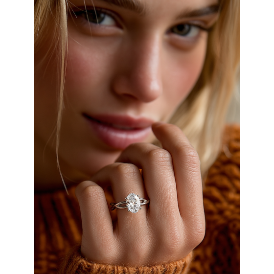 Infinity Love Swirl Oval Diamond Engagement Ring