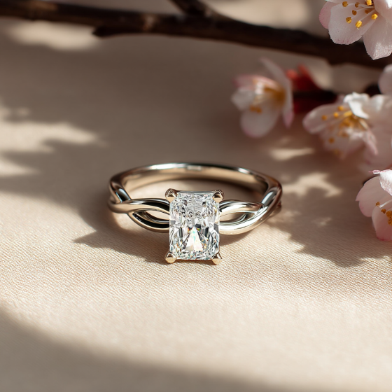 Infinity Love Swirl Radiant Diamond Engagement Ring