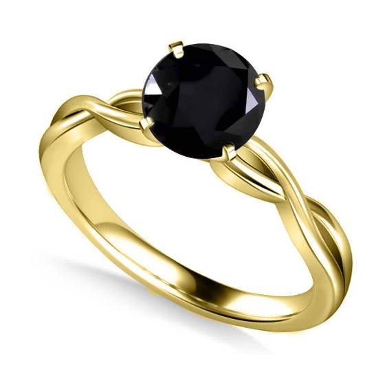 Round Black Diamond Solitaire Ring