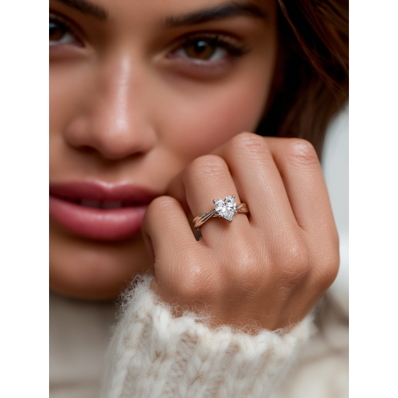 Infinity Twist Heart Engagement Ring